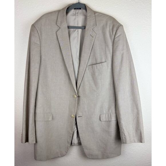 Saddlebred Beige Blazer Sport Coat Jacket 100% Cotton Size 48L - Picture 1 of 9